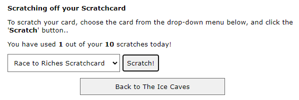 Screenshot of Scratchard Kiosk Card Selector